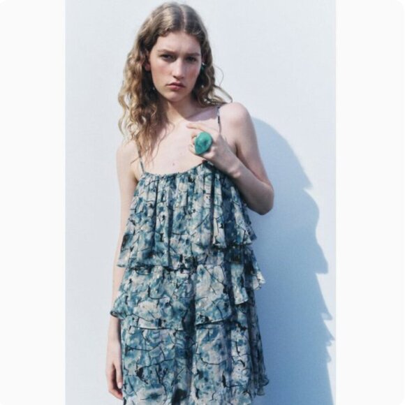 ZARA Artistic Tiered Ruffle Dress Sizes S, L NEW WITH TAG! - Picture 2 of 9